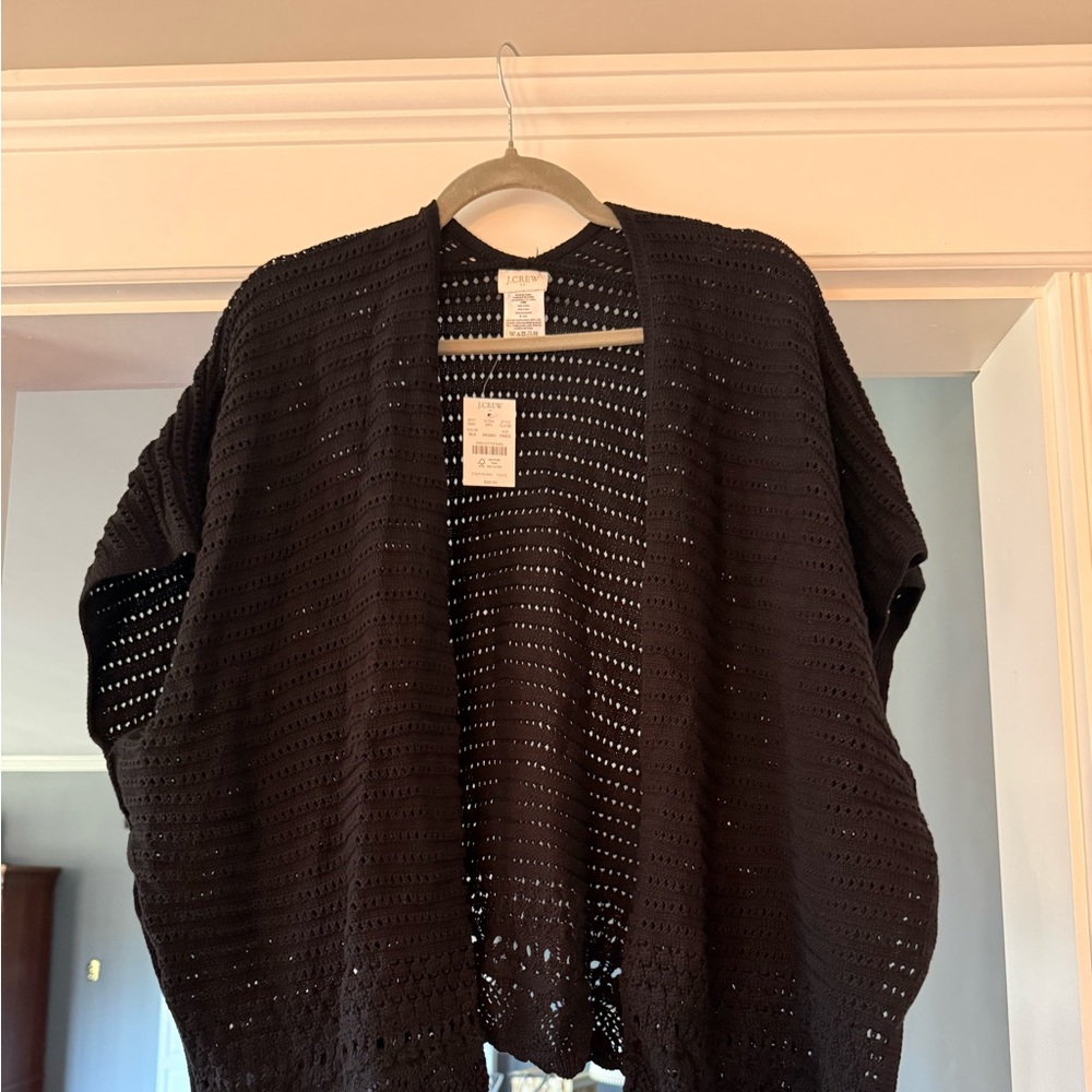 J. Crew Black Open-Knit Sweater Cardigan
